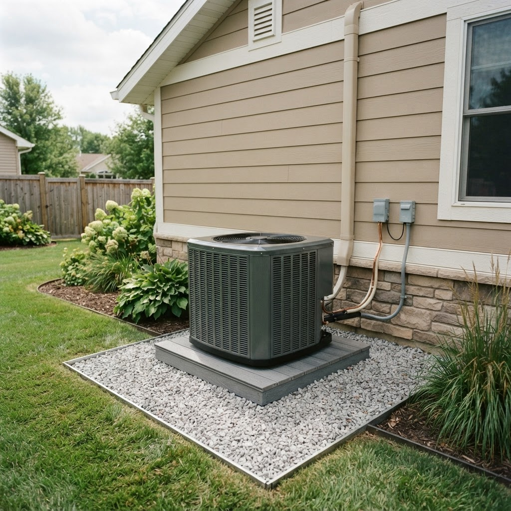 Heat pump condenser install — after